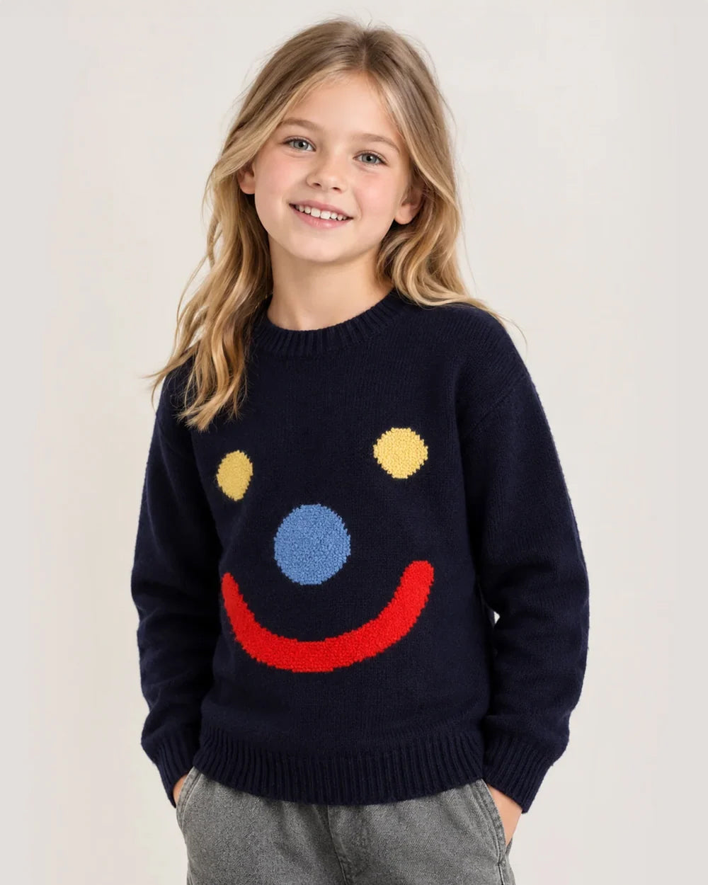 Navy Smiley Sweater