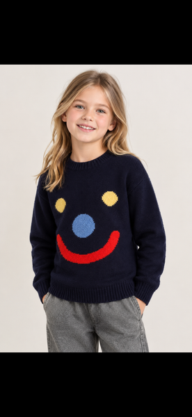 Navy smiley  sweater