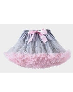 Grey Tulle Tutu Skirt with pink underskirt